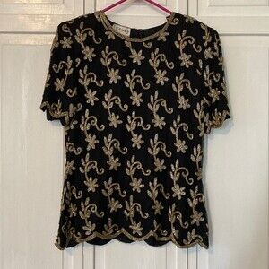 Vintage Stenay silk beaded blouse. Size Medium.